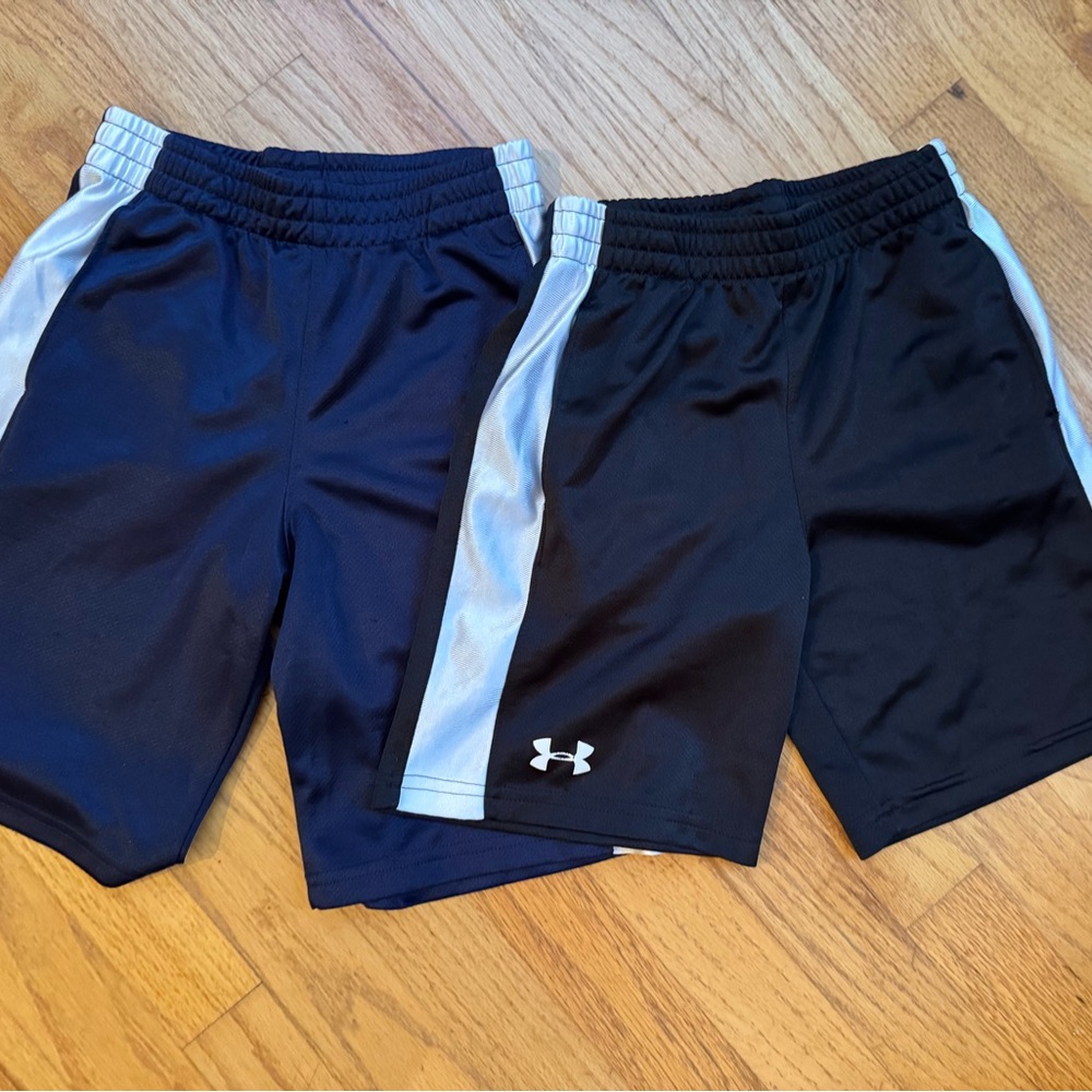 Under Armour Boys Navy and Black and White Athletic Shorts